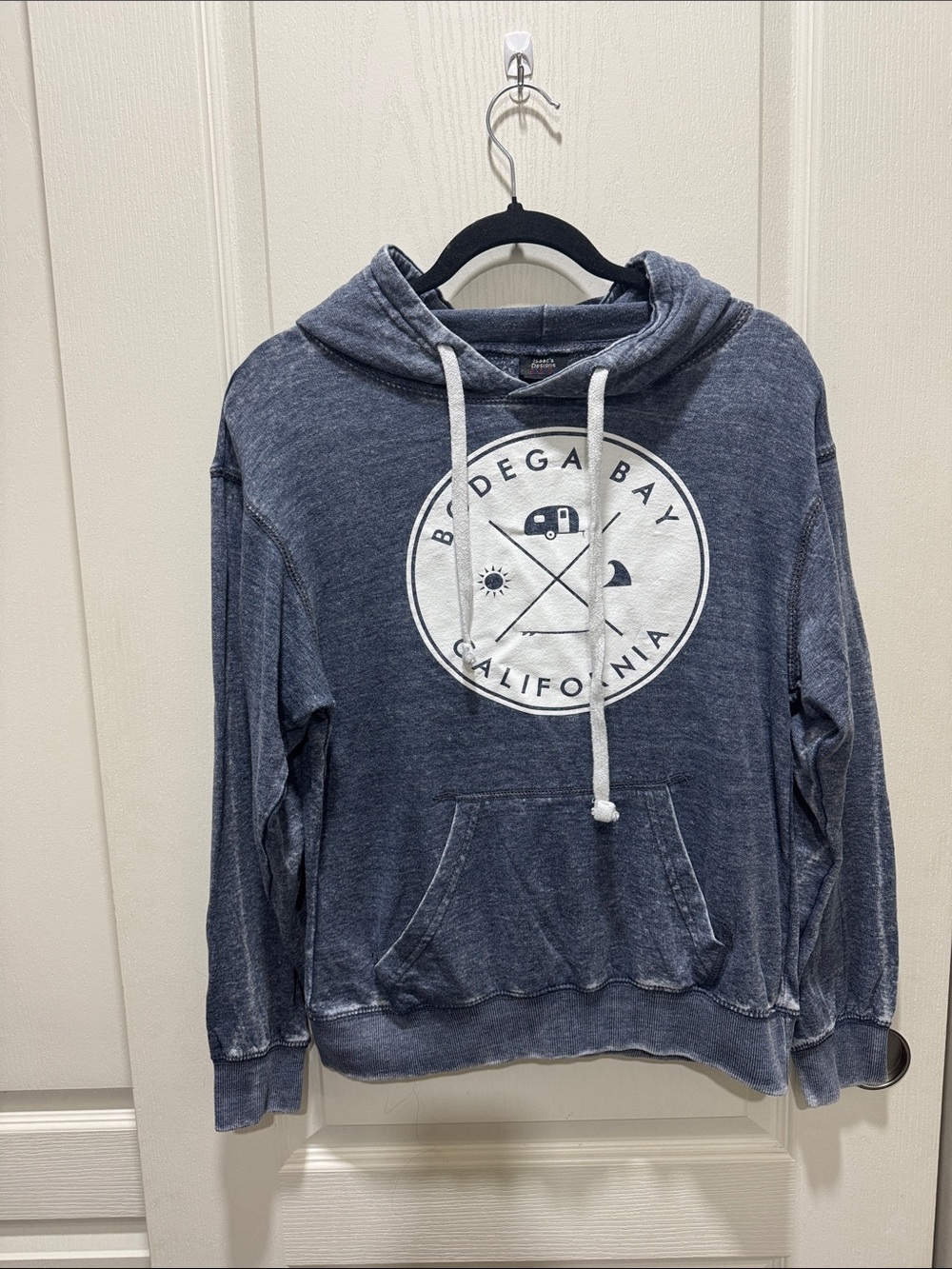 Bodega Bay California Acid Wash Hoodie Small Coastal Beach Graphic